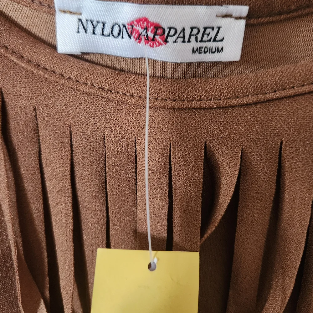 Tan Ruffled Tank Top Bodysuit - Picture 3 of 3